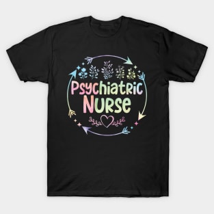 Psychiatric Nurse cute floral watercolor T-Shirt